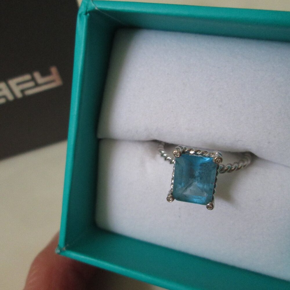 BH EFFY 14k white gold blue topaz diamond ring